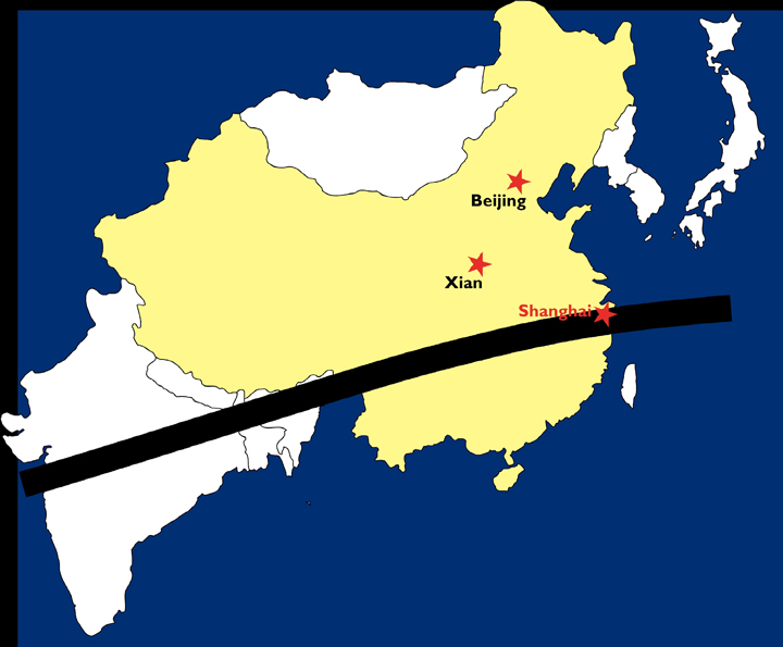 solar eclipse path across China