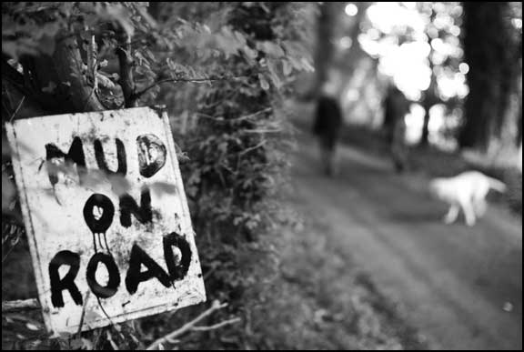 "Mud on Road" sign