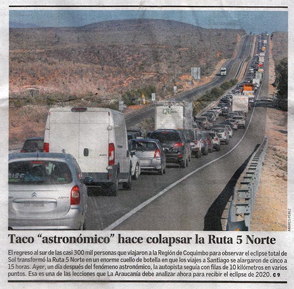 article on post-eclipse traffic jam on route 5